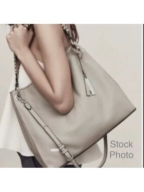 Vince Camuto NADJA Leather Light Gray-Beige Hobo-Style Shoulder Crossbody Bag